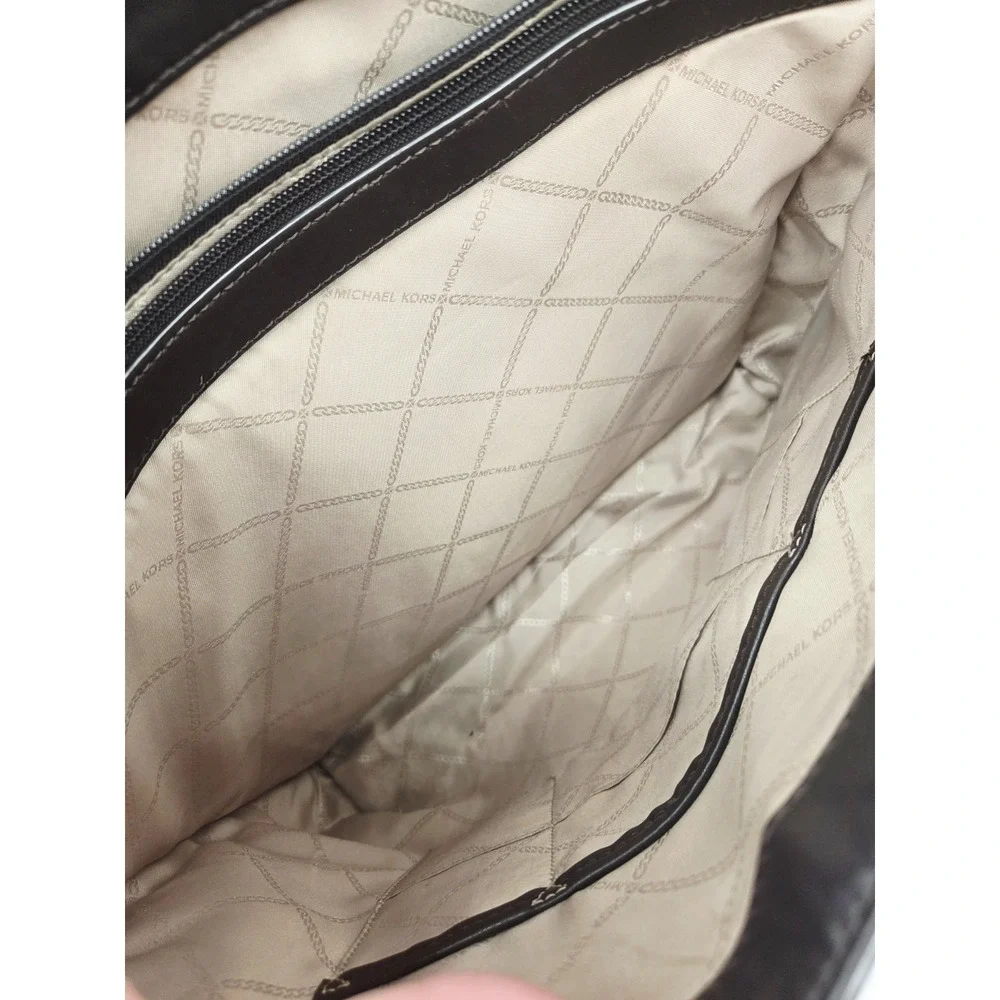 Michael Kors Signature Glossy Logo Voyager East West Tote brown gold bag WALLET